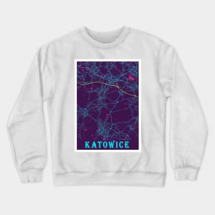 Katowice Neon City Map Crewneck Sweatshirt